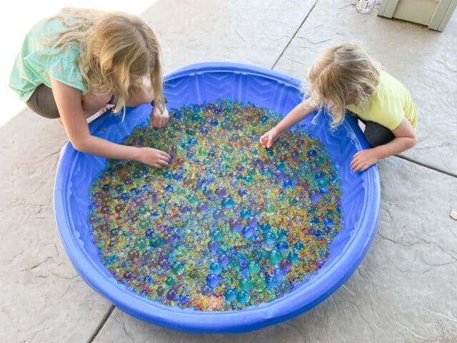 water beads in a baby pool