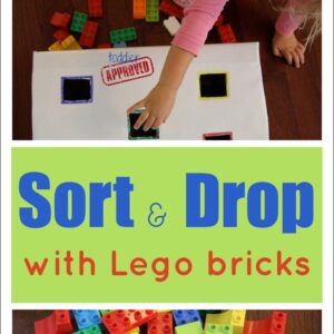 Sort and Drop Color Activity with Lego Bricks