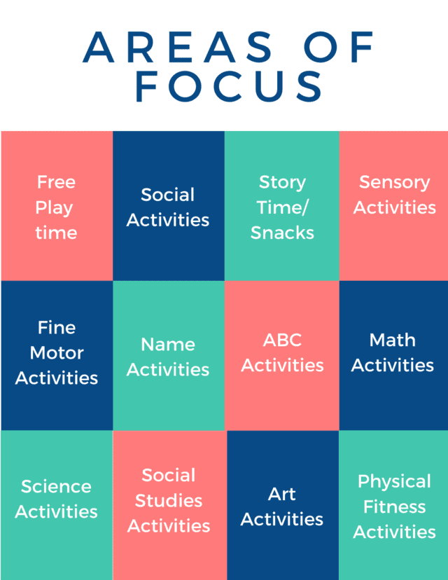 12 preschool curriculum areas of focus