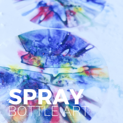 baking soda fizzy art with spray bottles