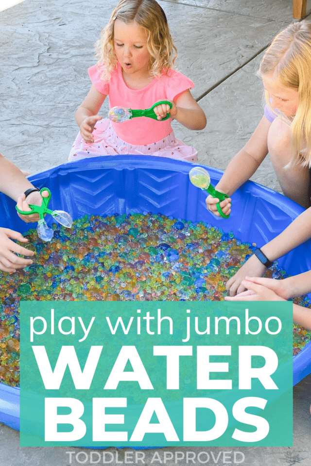 water bead play in a kiddie pool