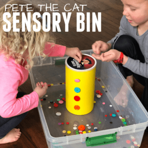 Easy Pete the Cat Button Sensory Bin