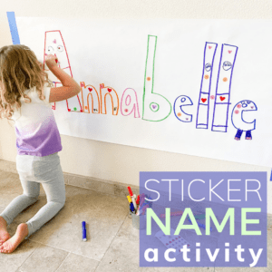 Sticker Name Activity for Preschoolers